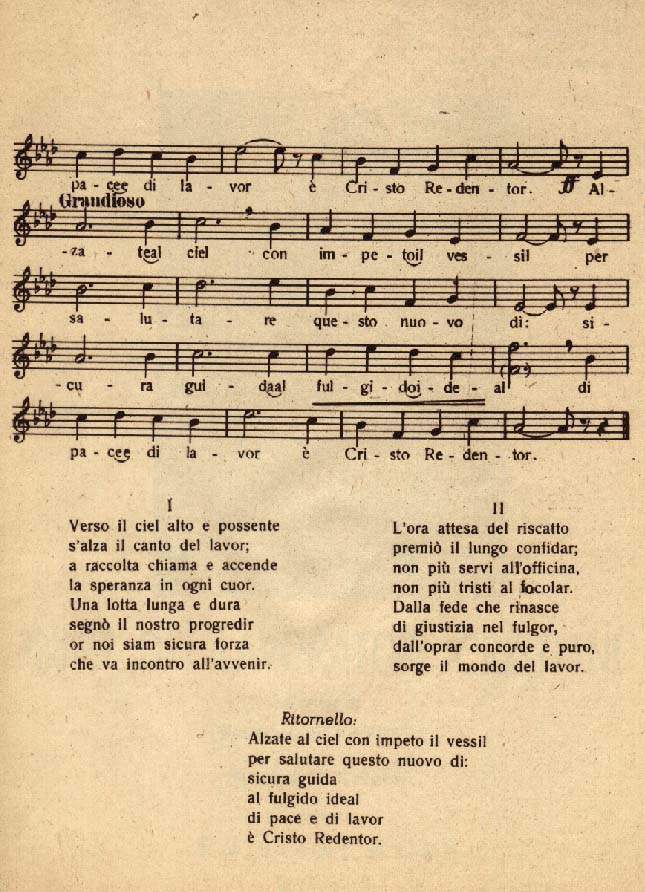 musica e testo inno ACLI